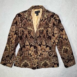 Vintage 90s Brown & Black Tapestry Paisley Blazer Suit Jacket